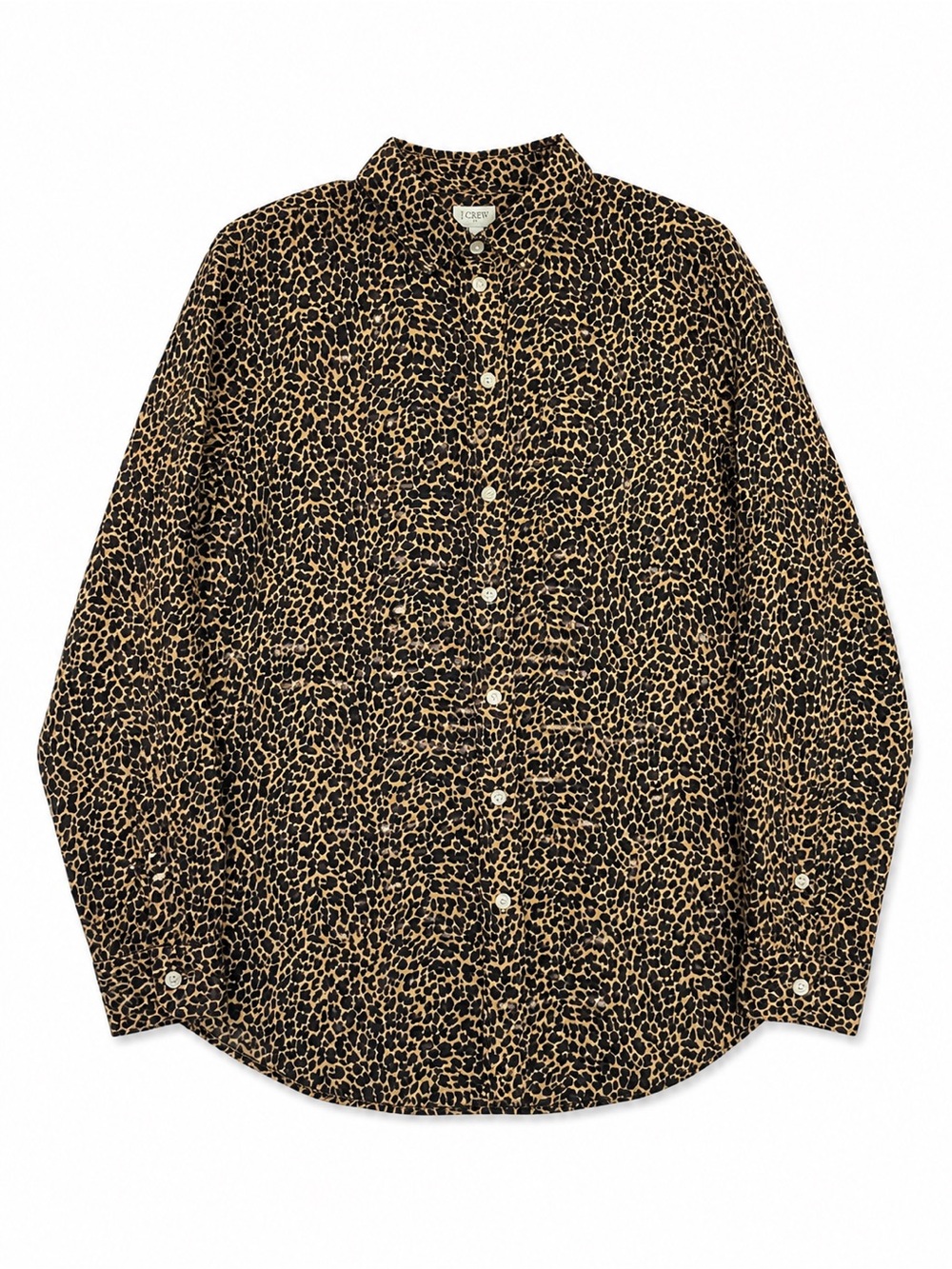 J.Crew Leopard Print Button Down Shirt L Cotton Classic Casual